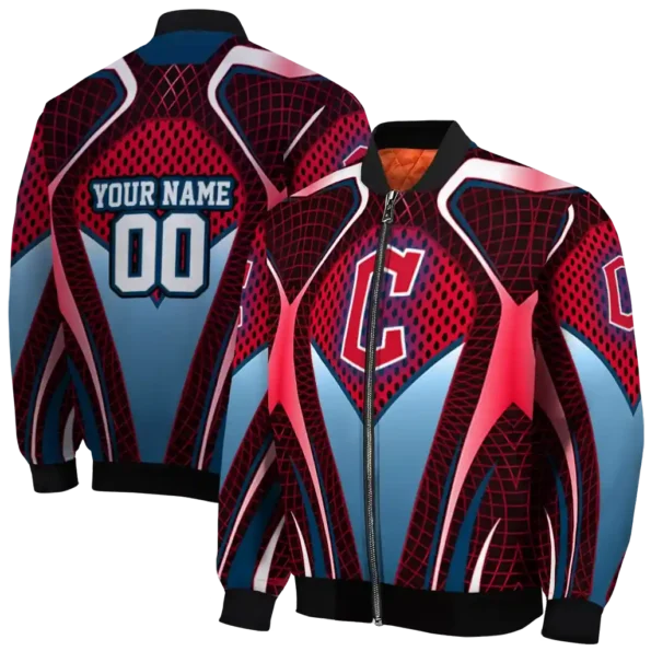 customized cleveland guardians mesh chest red crocs black bomber jacket fashion forward