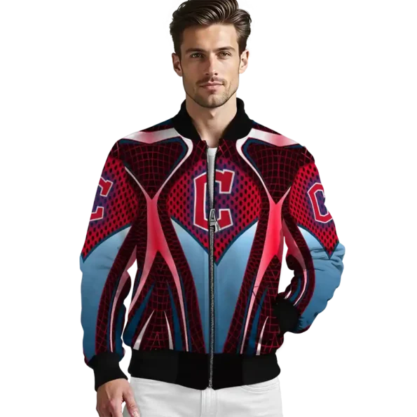 customized cleveland guardians mesh chest red crocs black bomber jacket high quality