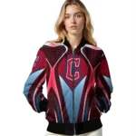 customized cleveland guardians mesh chest red crocs black bomber jacket best selling
