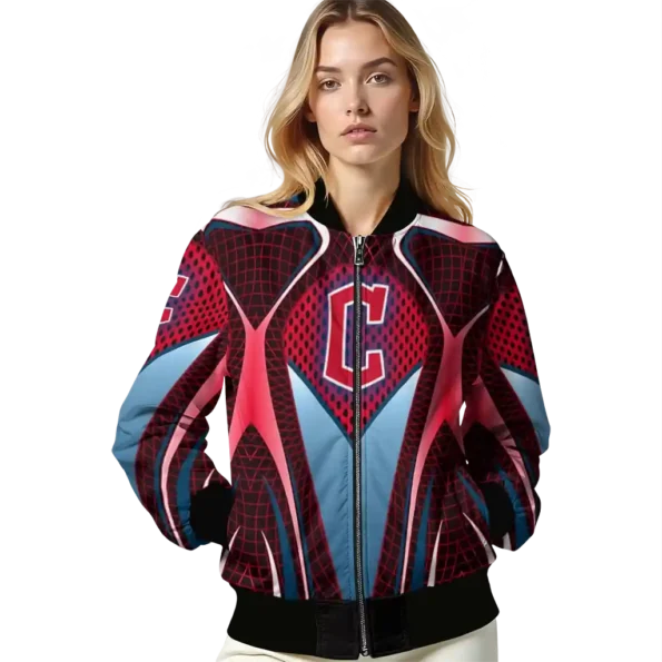 customized cleveland guardians mesh chest red crocs black bomber jacket latest model