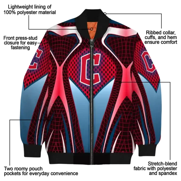 customized cleveland guardians mesh chest red crocs black bomber jacket new arrival