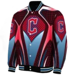customized cleveland guardians mesh chest red crocs black varsity jacket best selling