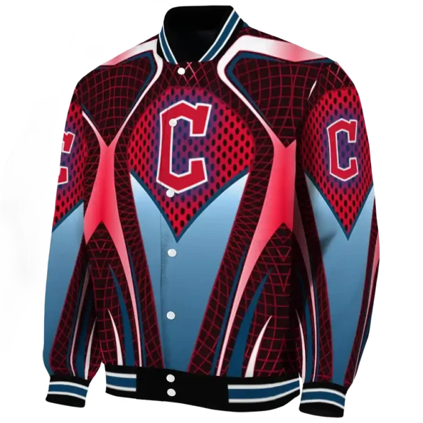customized cleveland guardians mesh chest red crocs black varsity jacket best selling