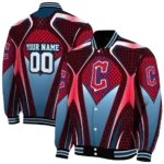 customized cleveland guardians mesh chest red crocs black varsity jacket best selling