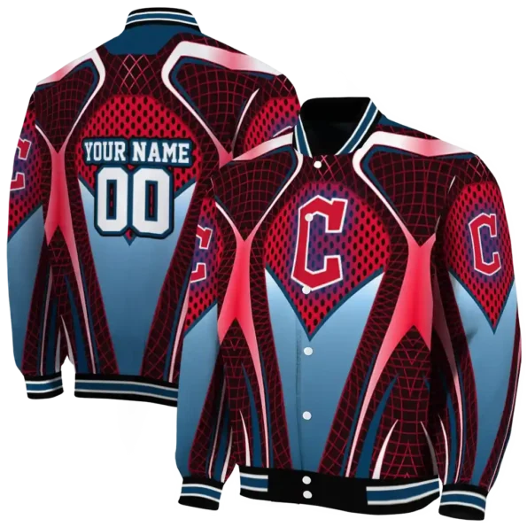 customized cleveland guardians mesh chest red crocs black varsity jacket fashion forward