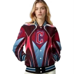 customized cleveland guardians mesh chest red crocs black varsity jacket best selling