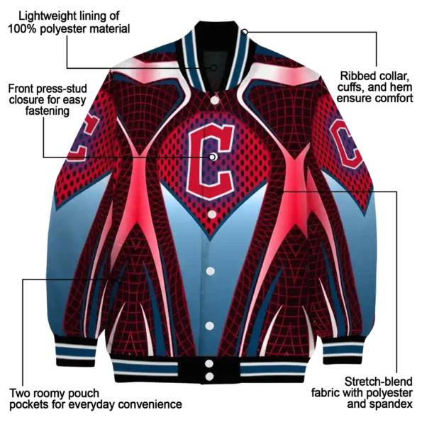 customized cleveland guardians mesh chest red crocs black varsity jacket new arrival