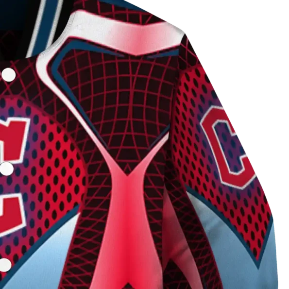 customized cleveland guardians mesh chest red crocs black varsity jacket premium grade