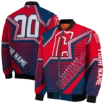 customized cleveland guardians star burst navy blue bomber jacket best selling