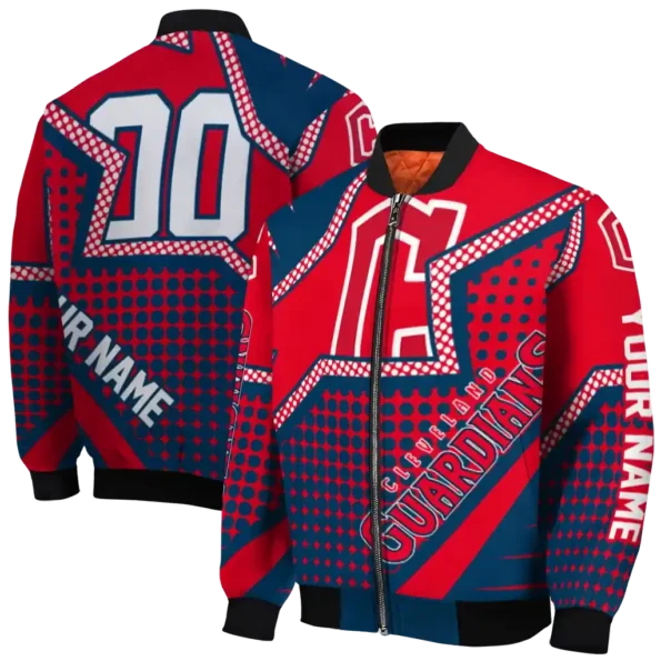 customized cleveland guardians star burst navy blue bomber jacket fashion forward