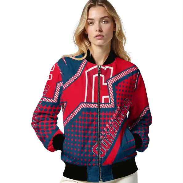 customized cleveland guardians star burst navy blue bomber jacket latest model