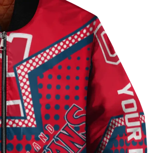 customized cleveland guardians star burst navy blue bomber jacket premium grade