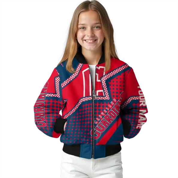 customized cleveland guardians star burst navy blue bomber jacket top rated