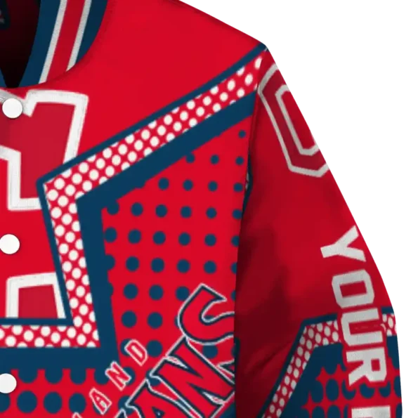 customized cleveland guardians star burst navy blue varsity jacket premium grade