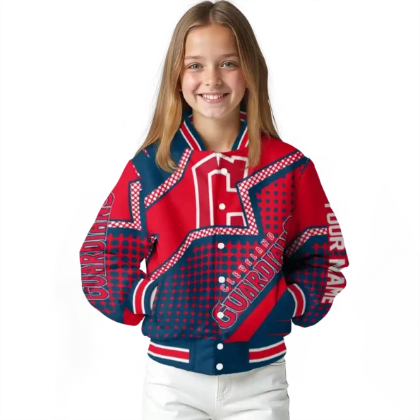 customized cleveland guardians star burst navy blue varsity jacket top rated