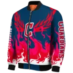 customized cleveland guardians winged blaze navy blue white bomber jacket best selling