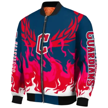 customized cleveland guardians winged blaze navy blue white bomber jacket best selling