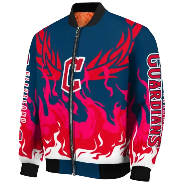 customized cleveland guardians winged blaze navy blue white bomber jacket best selling
