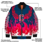 customized cleveland guardians winged blaze navy blue white bomber jacket best selling