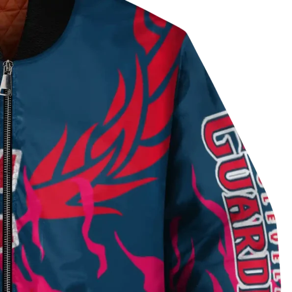 customized cleveland guardians winged blaze navy blue white bomber jacket premium grade