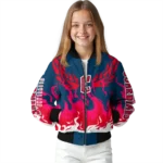 customized cleveland guardians winged blaze navy blue white bomber jacket best selling