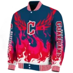customized cleveland guardians winged blaze navy blue white varsity jacket best selling