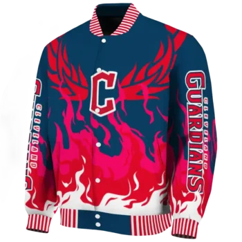 customized cleveland guardians winged blaze navy blue white varsity jacket best selling