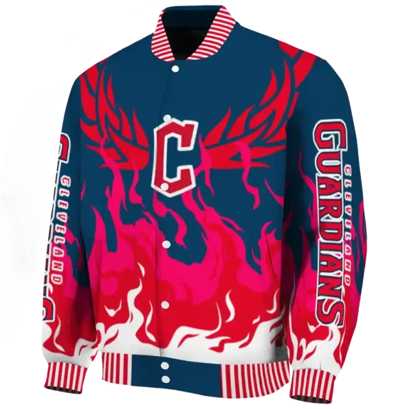 customized cleveland guardians winged blaze navy blue white varsity jacket best selling
