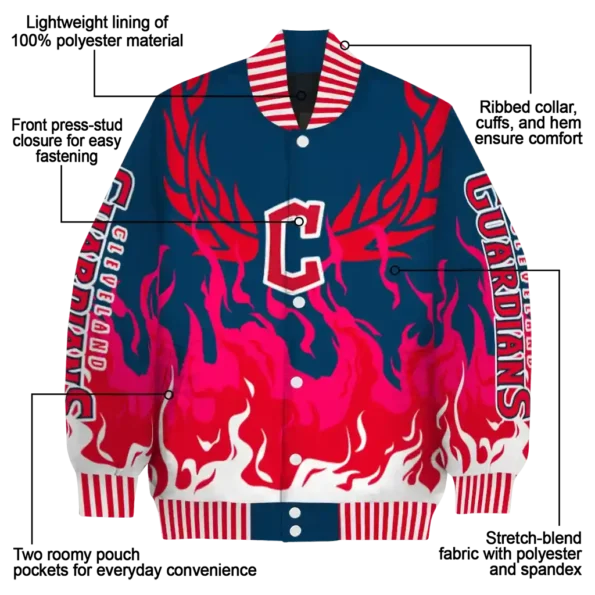 customized cleveland guardians winged blaze navy blue white varsity jacket new arrival