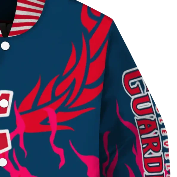 customized cleveland guardians winged blaze navy blue white varsity jacket premium grade
