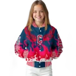 customized cleveland guardians winged blaze navy blue white varsity jacket best selling