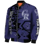 customized colorado rockies hexagon cluster blue black bomber jacket best selling