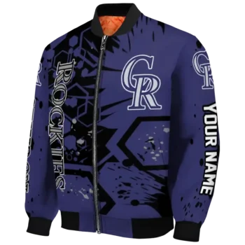 customized colorado rockies hexagon cluster blue black bomber jacket best selling