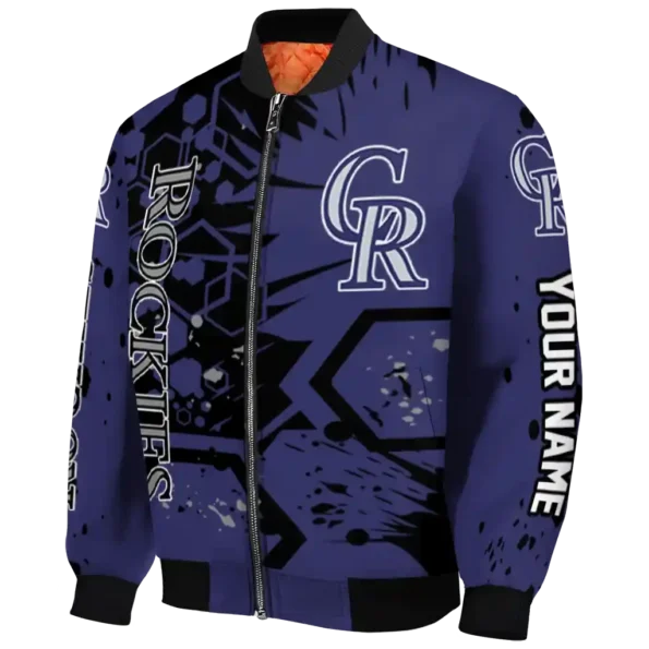 customized colorado rockies hexagon cluster blue black bomber jacket best selling