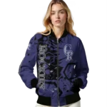customized colorado rockies hexagon cluster blue black bomber jacket best selling