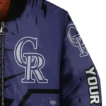 customized colorado rockies hexagon cluster blue black bomber jacket best selling