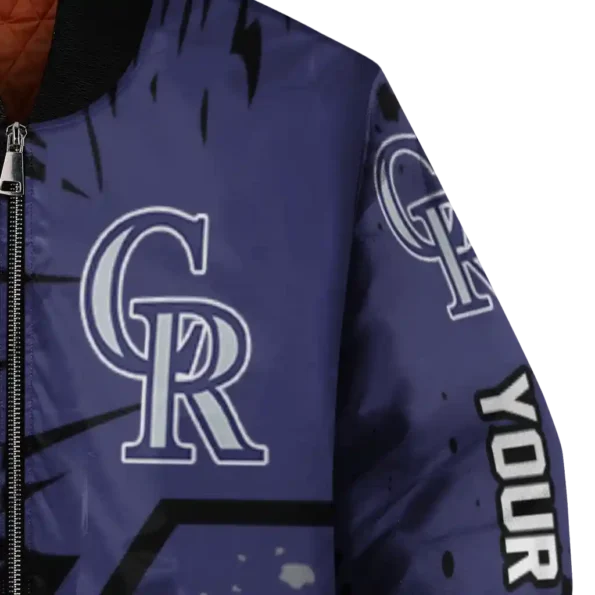 customized colorado rockies hexagon cluster blue black bomber jacket premium grade