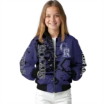 customized colorado rockies hexagon cluster blue black bomber jacket best selling