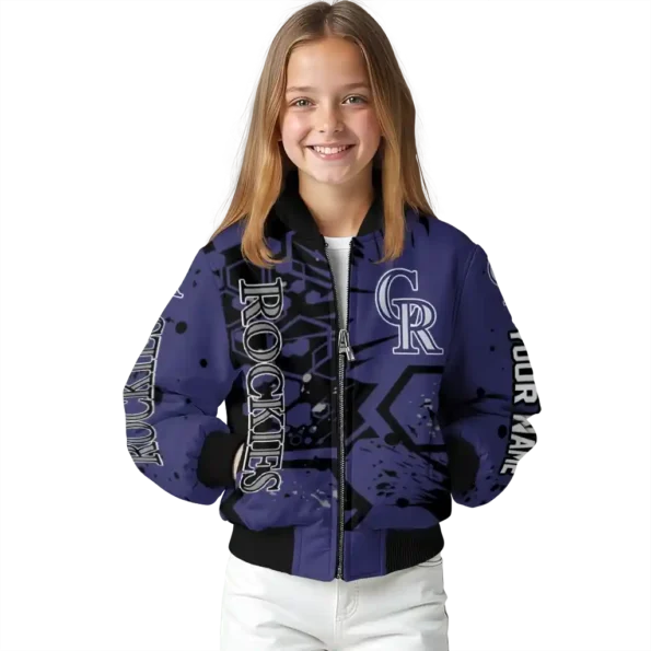 customized colorado rockies hexagon cluster blue black bomber jacket top rated