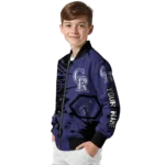 customized colorado rockies hexagon cluster blue black bomber jacket best selling