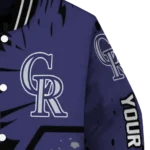 customized colorado rockies hexagon cluster blue black varsity jacket best selling