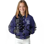 customized colorado rockies hexagon cluster blue black varsity jacket best selling