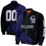 customized colorado rockies hexagon mesh blue black bomber jacket best selling