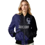 customized colorado rockies hexagon mesh blue black bomber jacket best selling