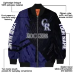 customized colorado rockies hexagon mesh blue black bomber jacket best selling