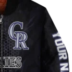 customized colorado rockies hexagon mesh blue black bomber jacket best selling