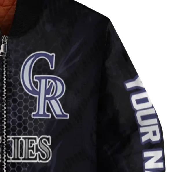 customized colorado rockies hexagon mesh blue black bomber jacket premium grade