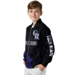 customized colorado rockies hexagon mesh blue black bomber jacket best selling