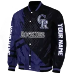 customized colorado rockies hexagon mesh blue black varsity jacket best selling