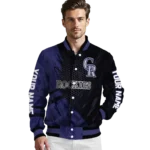 customized colorado rockies hexagon mesh blue black varsity jacket best selling